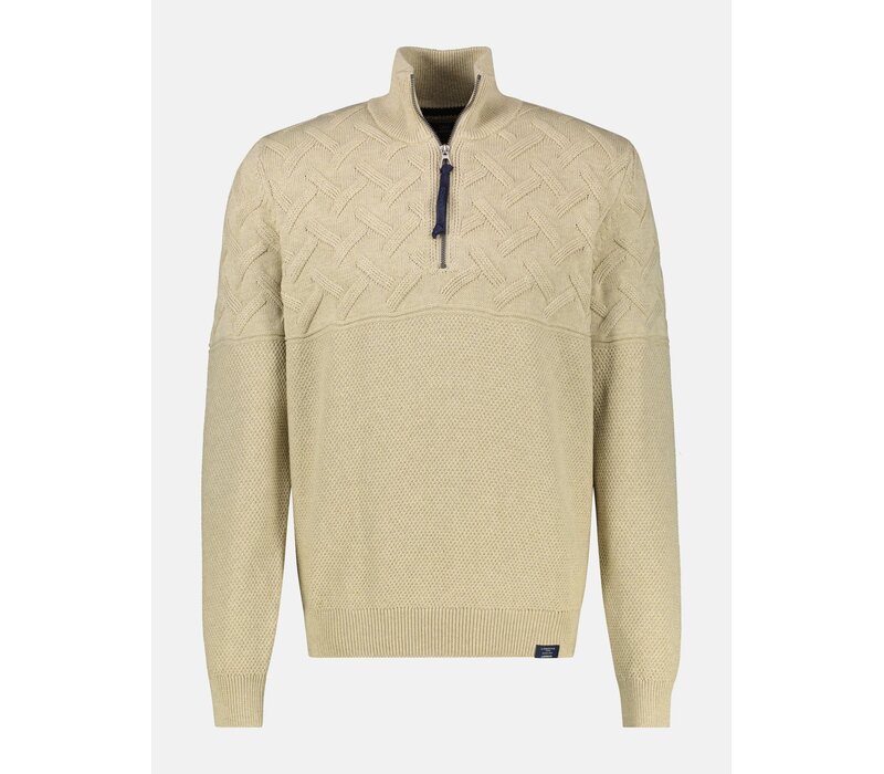 Lerros Jaquard Gestreepte Trui Tender Beige Melange