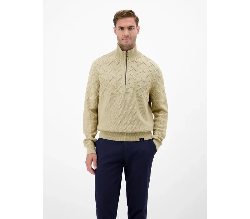 Lerros Jaquard Gestreepte Trui Tender Beige Melange