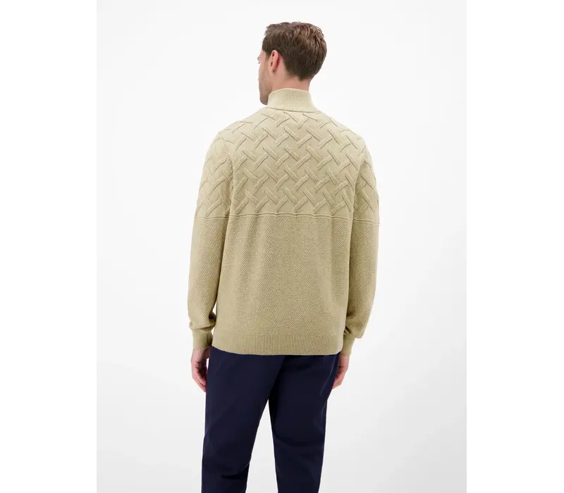 Lerros Jaquard Gestreepte Trui Tender Beige Melange