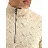 Lerros Jaquard Gestreepte Trui Tender Beige Melange