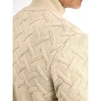 Lerros Jaquard Gestreepte Trui Tender Beige Melange