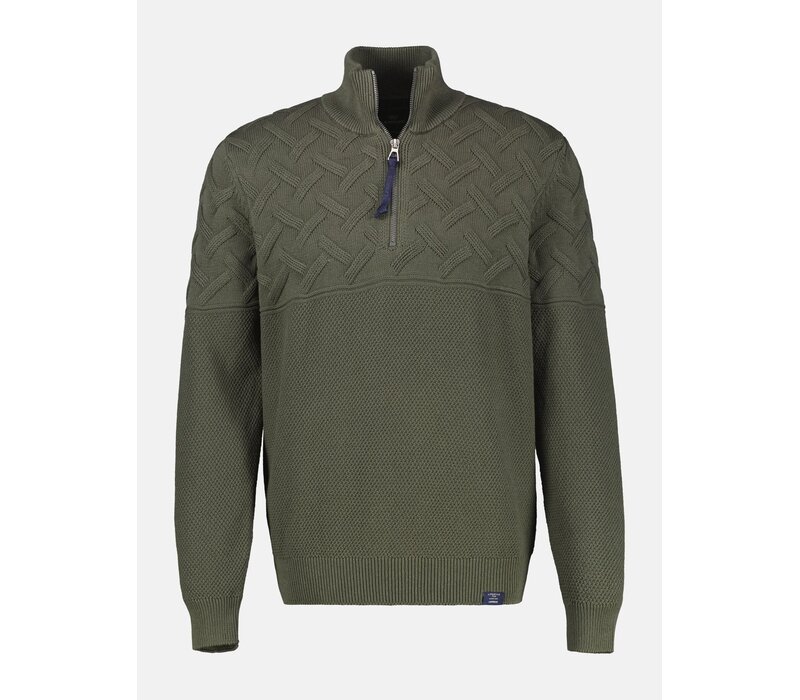 Lerros Jaquard Gestreepte Trui Nordic Olive