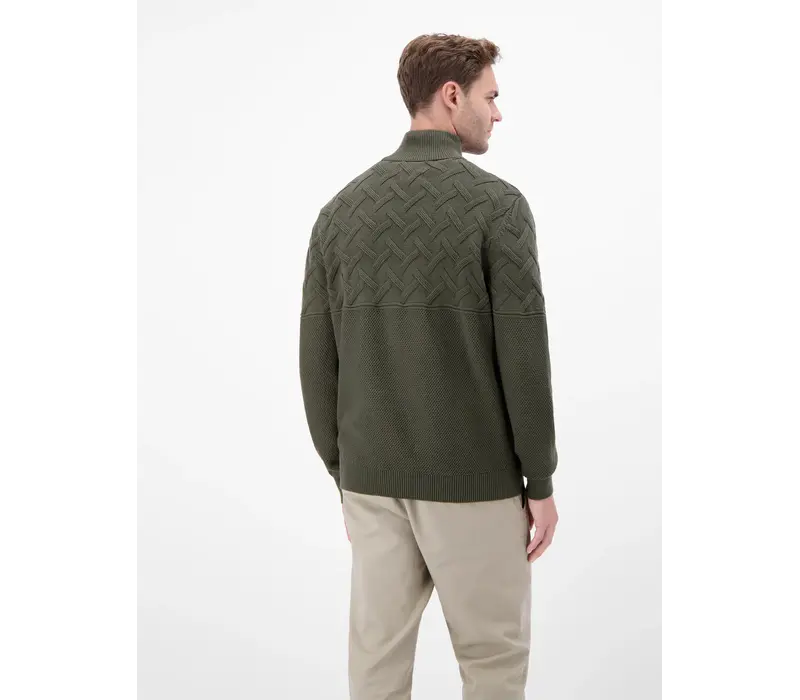 Lerros Jaquard Gestreepte Trui Nordic Olive