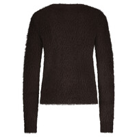 Red Button Cardigan Fuzzy Espresso