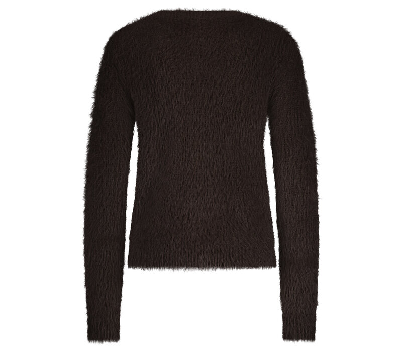 Red Button Cardigan Fuzzy Espresso