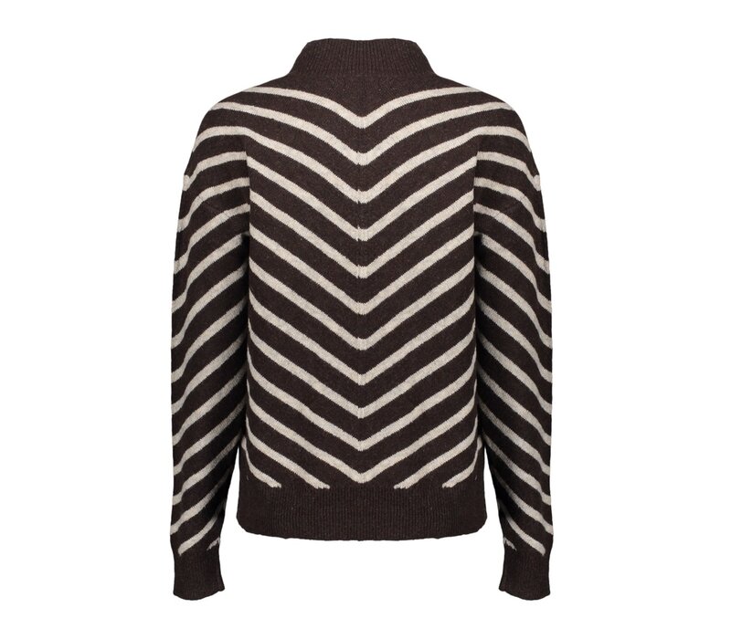 Geisha Pull Stripes Turtleneck Brown Sand