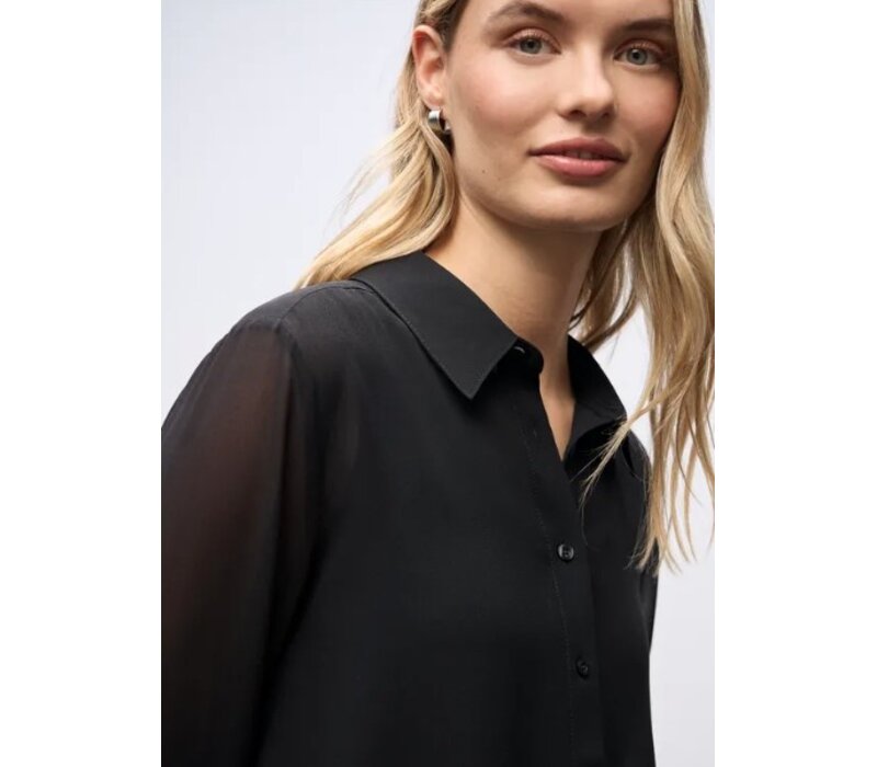 Street One Chiffon Buttoned Shirtcollar Blouse Black