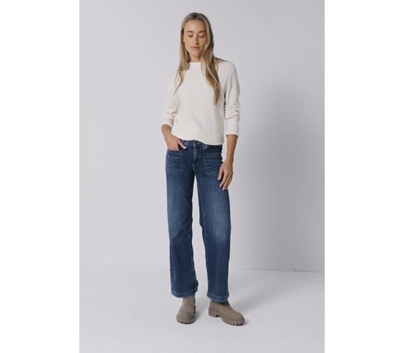 Street One Wide Leg Mid Waist Indigo Washed