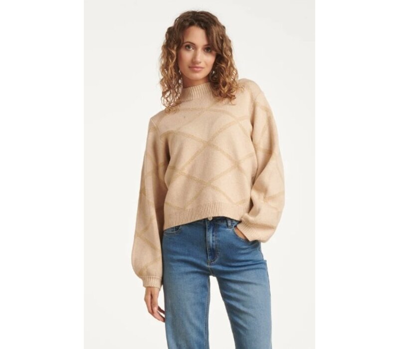 Smashed Lemon Knit Top Sand Gold