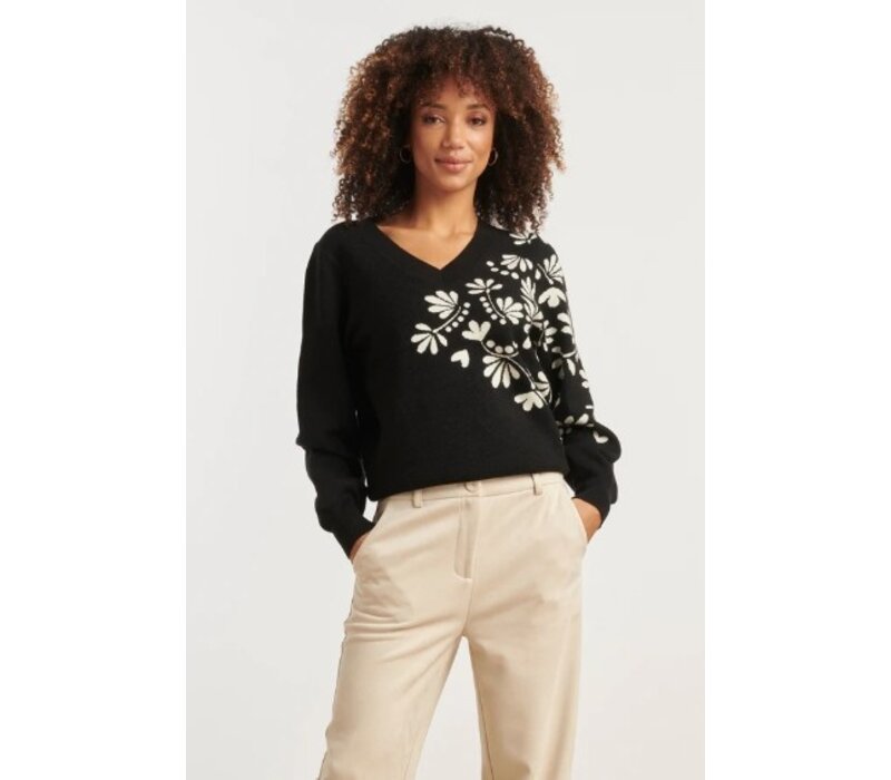 Smashed Lemon Knit Top Black Off White