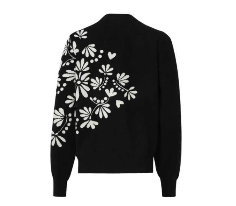 Smashed Lemon Knit Top Black Off White