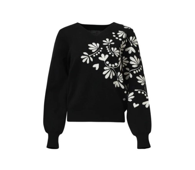 Smashed Lemon Knit Top Black Off White