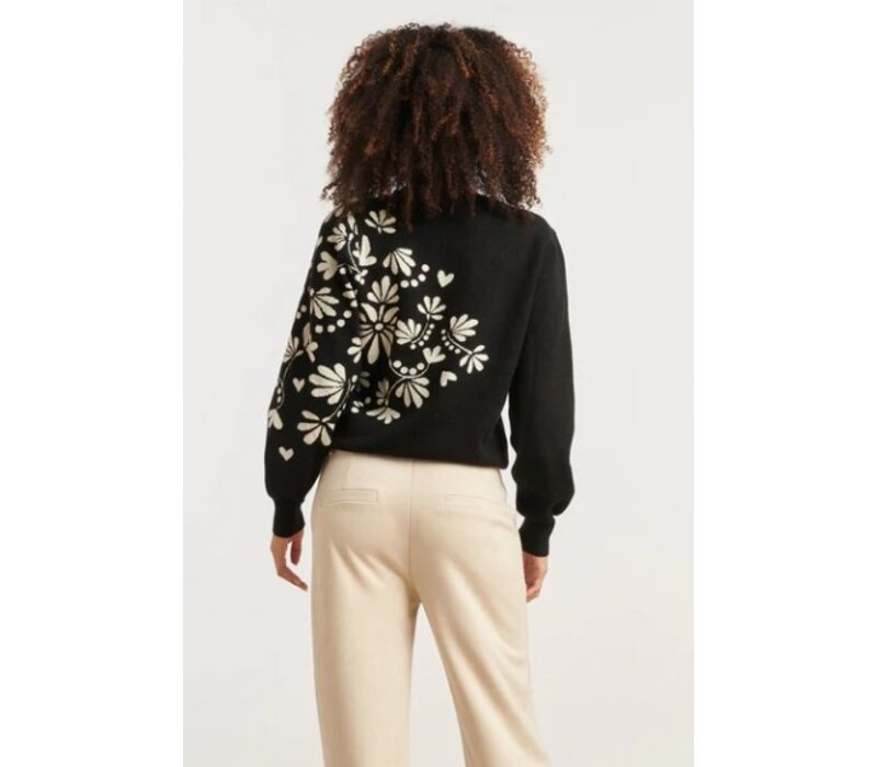 Smashed Lemon Knit Top Black Off White