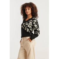 Smashed Lemon Knit Top Black Off White