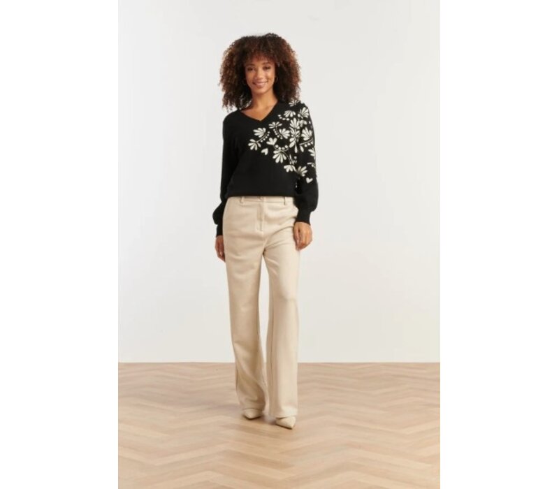 Smashed Lemon Knit Top Black Off White