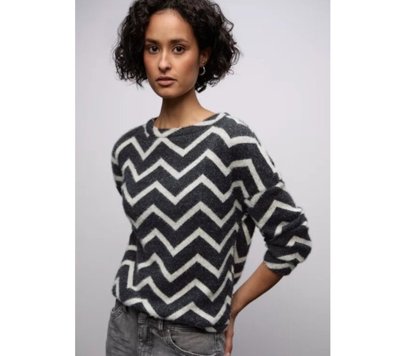 Street One Fluffy Dessin Shirt Black