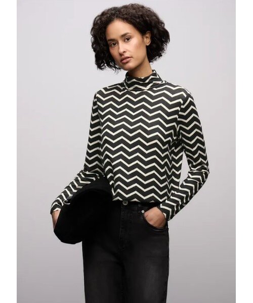 StreetOne Street One Printed Basic Roll Neck Shirt