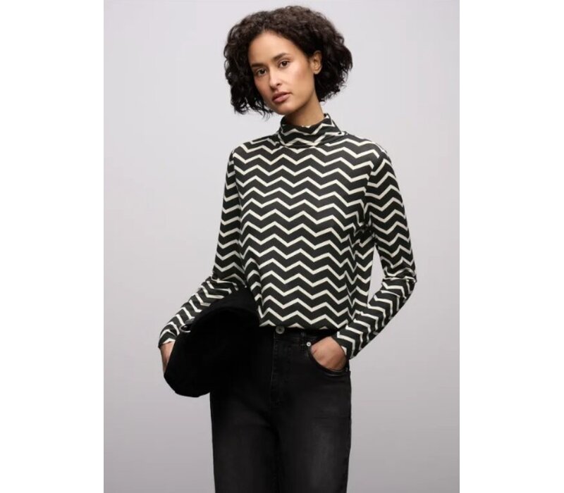 Street One Printed Basic Roll Neck Shirt Black