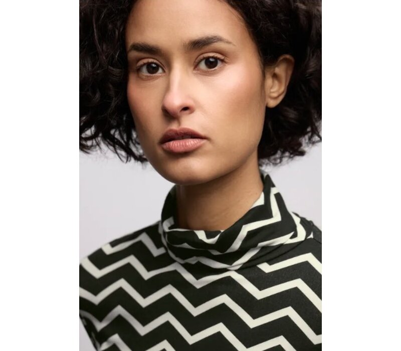 Street One Printed Basic Roll Neck Shirt Black