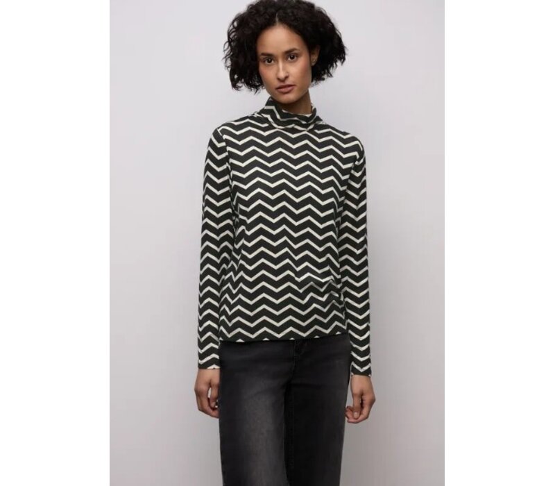 Street One Printed Basic Roll Neck Shirt Black