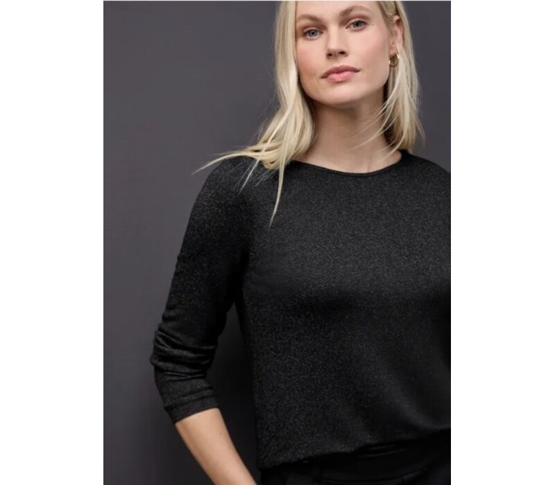 Street One Fine Shiny Knit Look Shirt Black