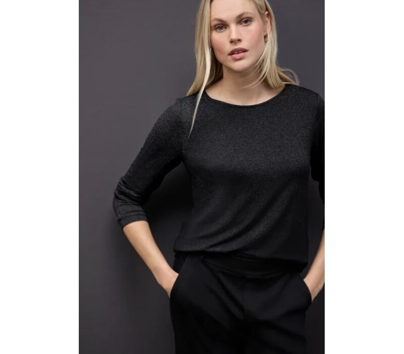 Street One Fine Shiny Knit Look Shirt Black