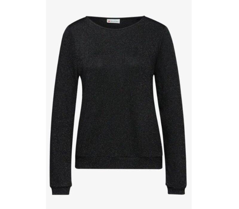 Street One Fine Shiny Knit Look Shirt Black