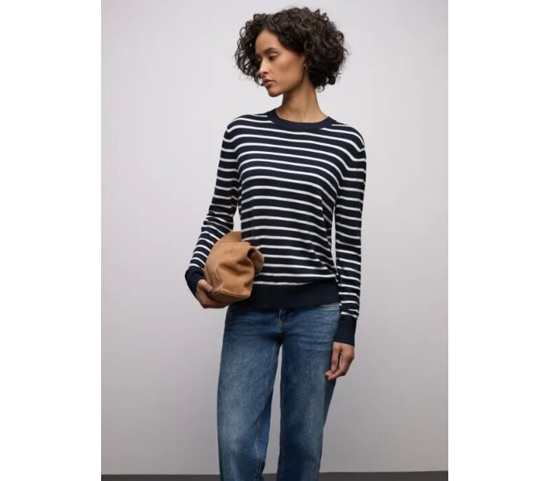 Street One Basic Sweater Stripes Deep Blue