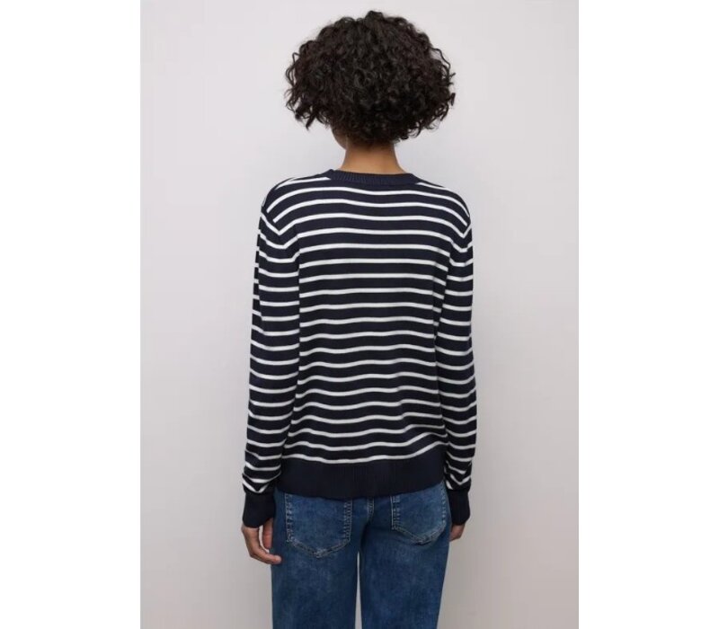 Street One Basic Sweater Stripes Deep Blue