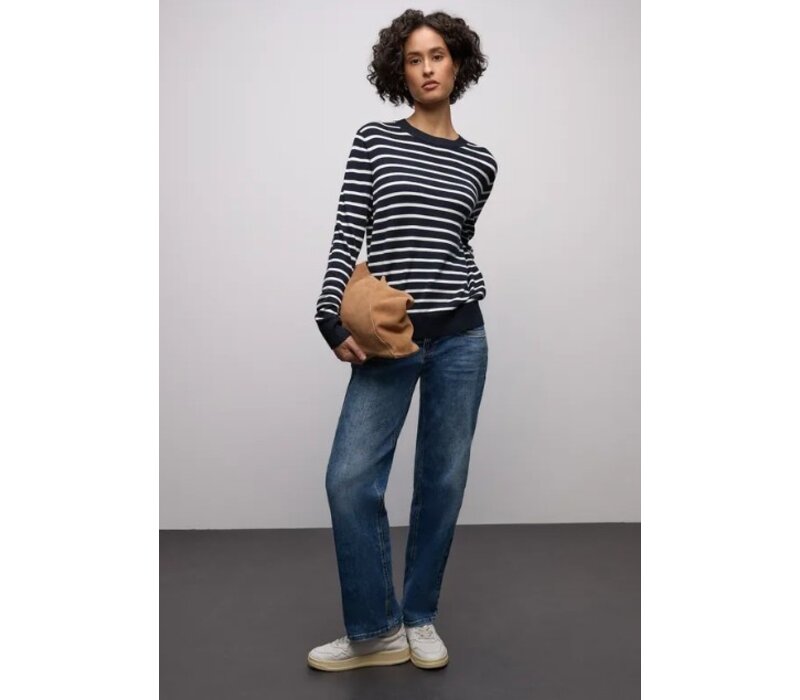 Street One Basic Sweater Stripes Deep Blue