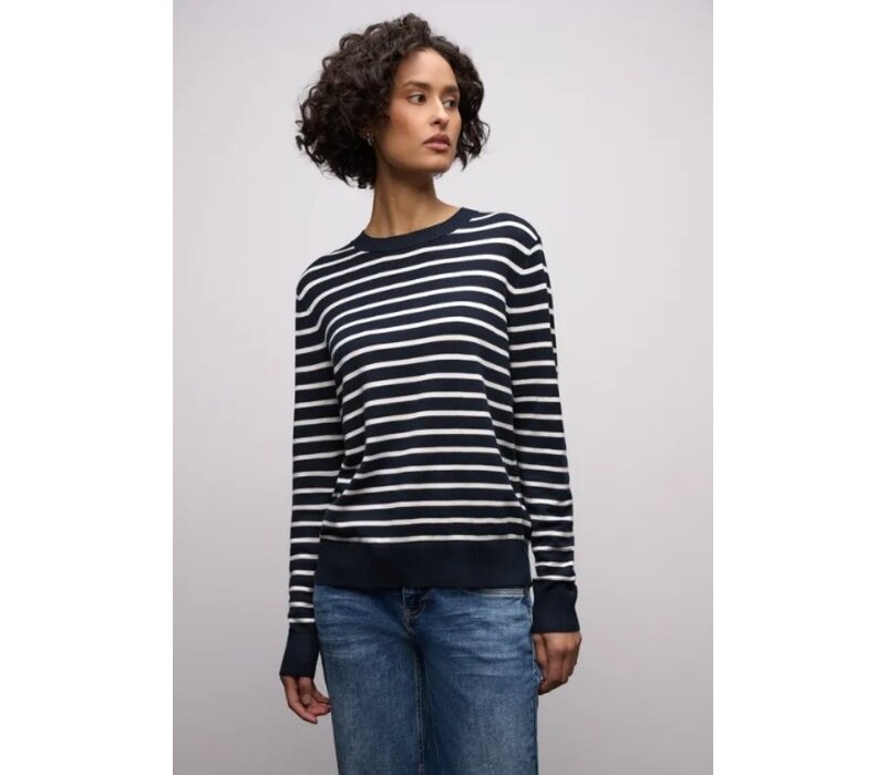 Street One Basic Sweater Stripes Deep Blue