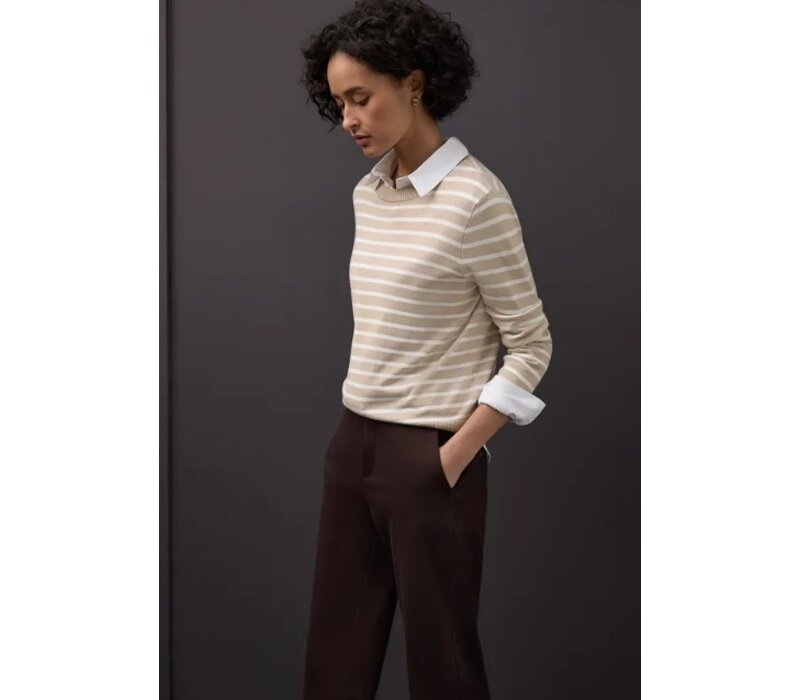 Street One Basic Sweater Stripes Cotton Beige