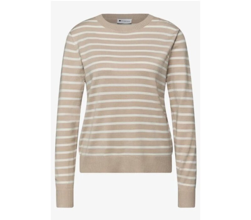 Street One Basic Sweater Stripes Cotton Beige