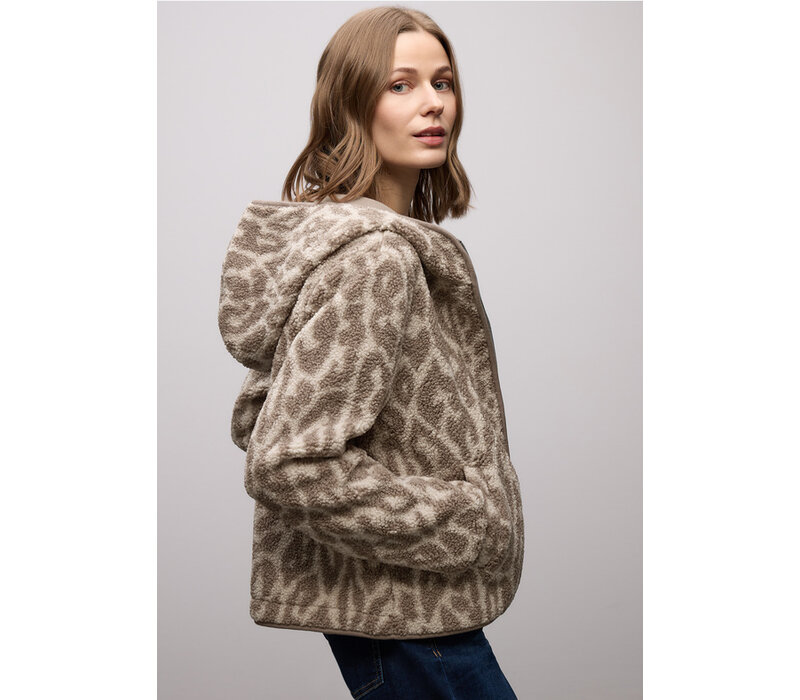 Street One Printed Teddy Jacket Hoody Light Terra Mocha