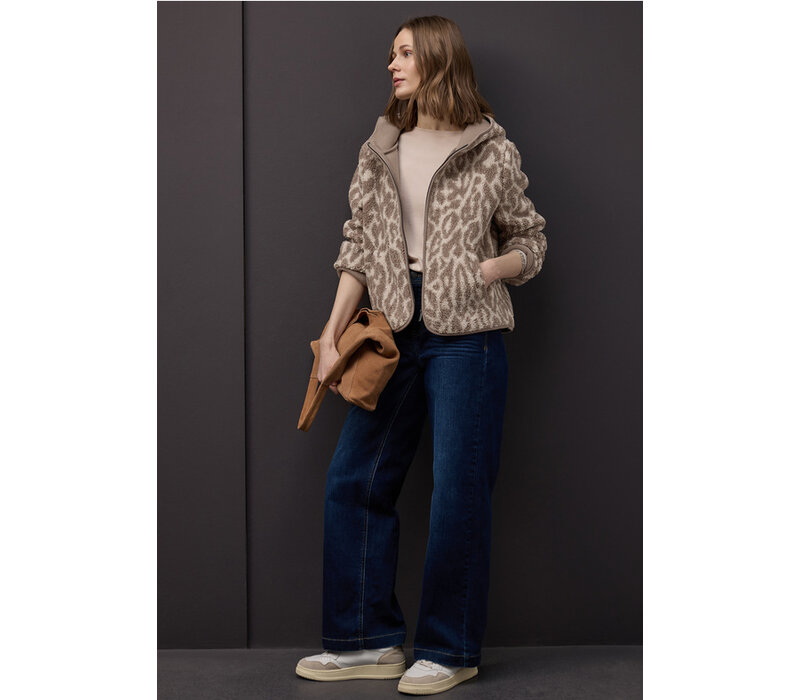 Street One Printed Teddy Jacket Hoody Light Terra Mocha