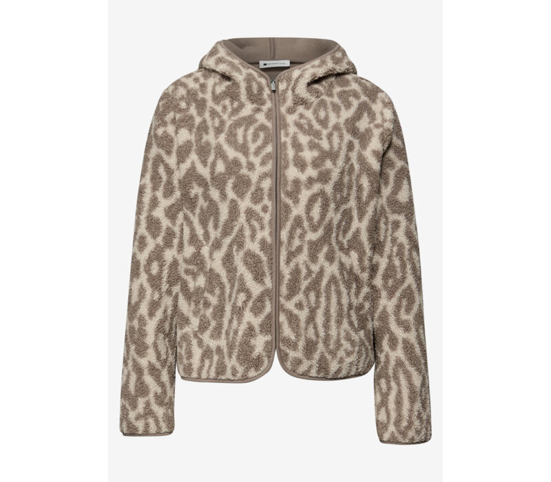 Street One Printed Teddy Jacket Hoody Light Terra Mocha