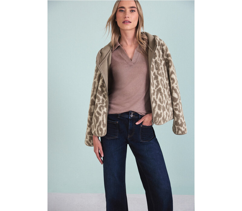 Street One Printed Teddy Jacket Hoody Light Terra Mocha