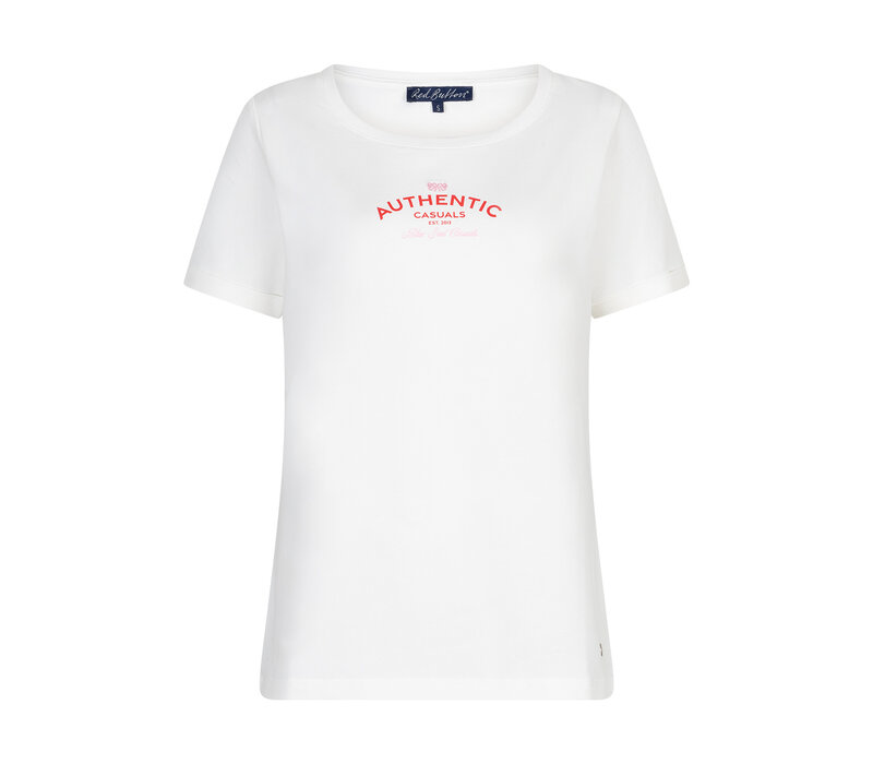 Red Button Tee Temmy Authentic Offwhite Red