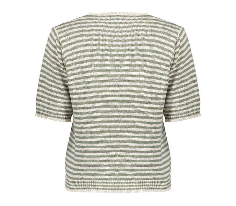 Geisha Pullover Stripes Off White Olive
