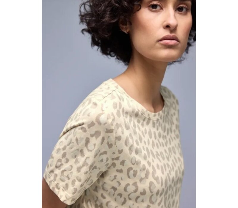 Street One Shirt Shiny Leopard Light Terra Mocha