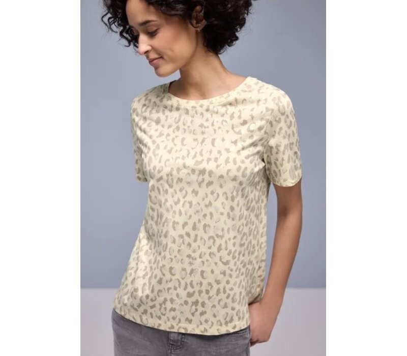 Street One Shirt Shiny Leopard Light Terra Mocha