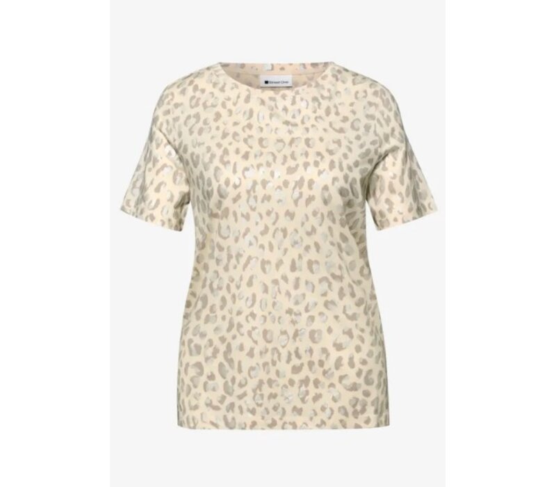 Street One Shirt Shiny Leopard Light Terra Mocha