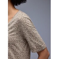 Street One Printed Shirt Rounded V-Neck Light Terra Mocha