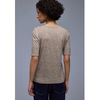 Street One Printed Shirt Rounded V-Neck Light Terra Mocha