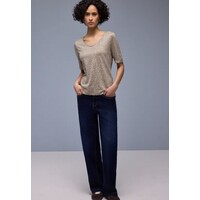 Street One Printed Shirt Rounded V-Neck Light Terra Mocha