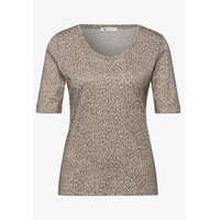Street One Printed Shirt Rounded V-Neck Light Terra Mocha
