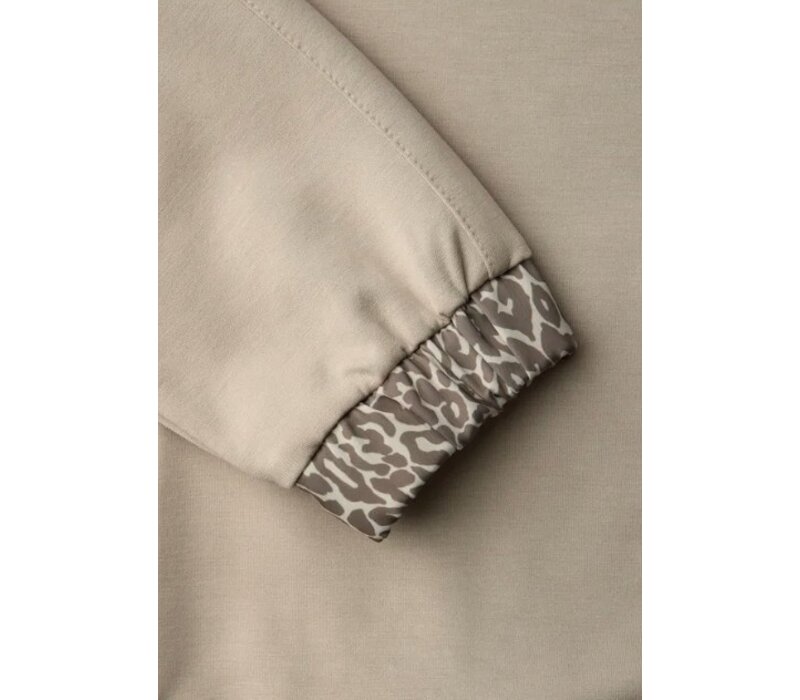 Street One Silk Look Hoody Jacket Print Cotton Beige