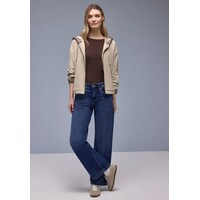 Street One Silk Look Hoody Jacket Print Cotton Beige