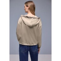 Street One Silk Look Hoody Jacket Print Cotton Beige