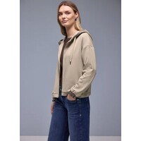 Street One Silk Look Hoody Jacket Print Cotton Beige